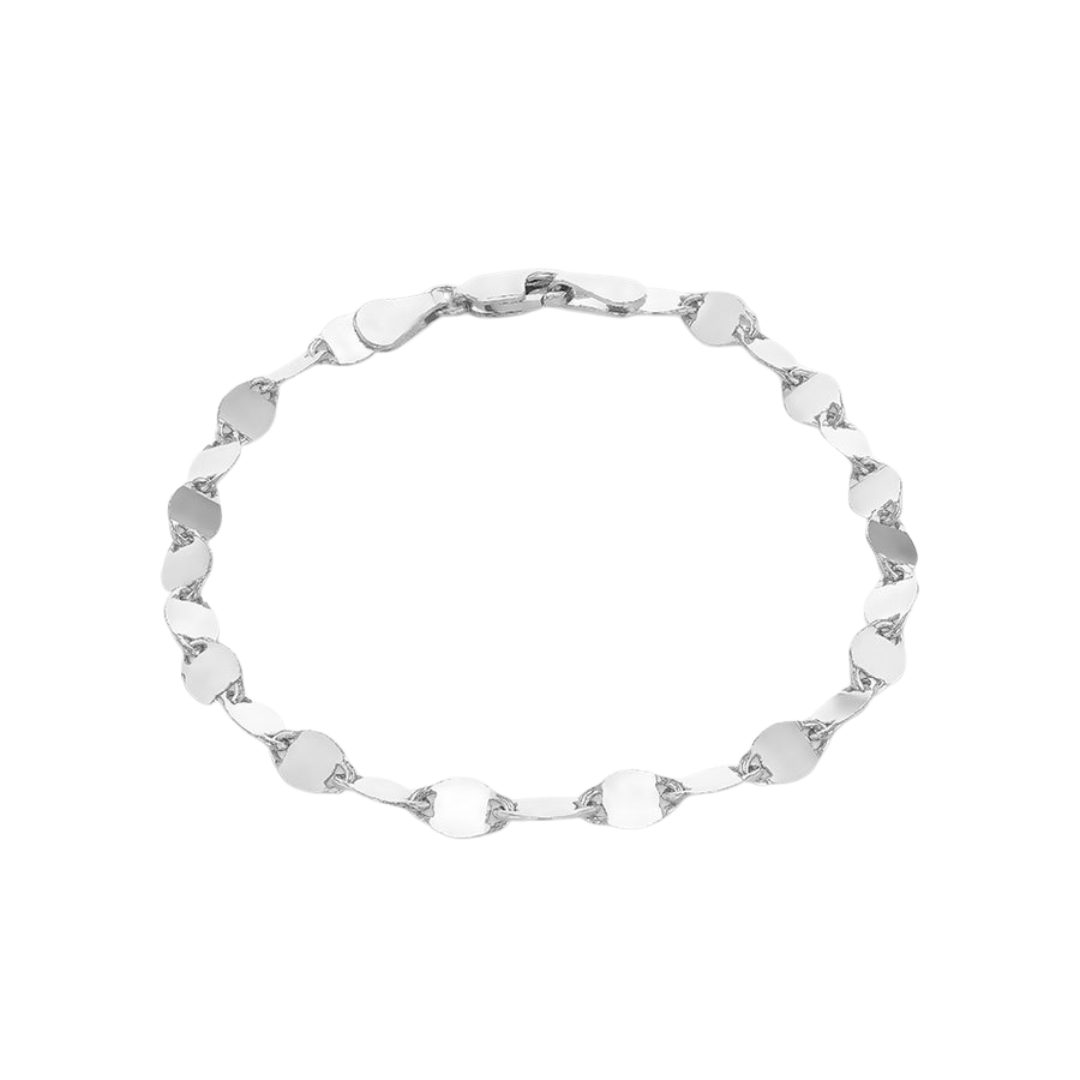 Sterling Silver Flat Mirror Link Bracelet