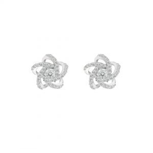 Silver CZ Swirl Stud Earrings