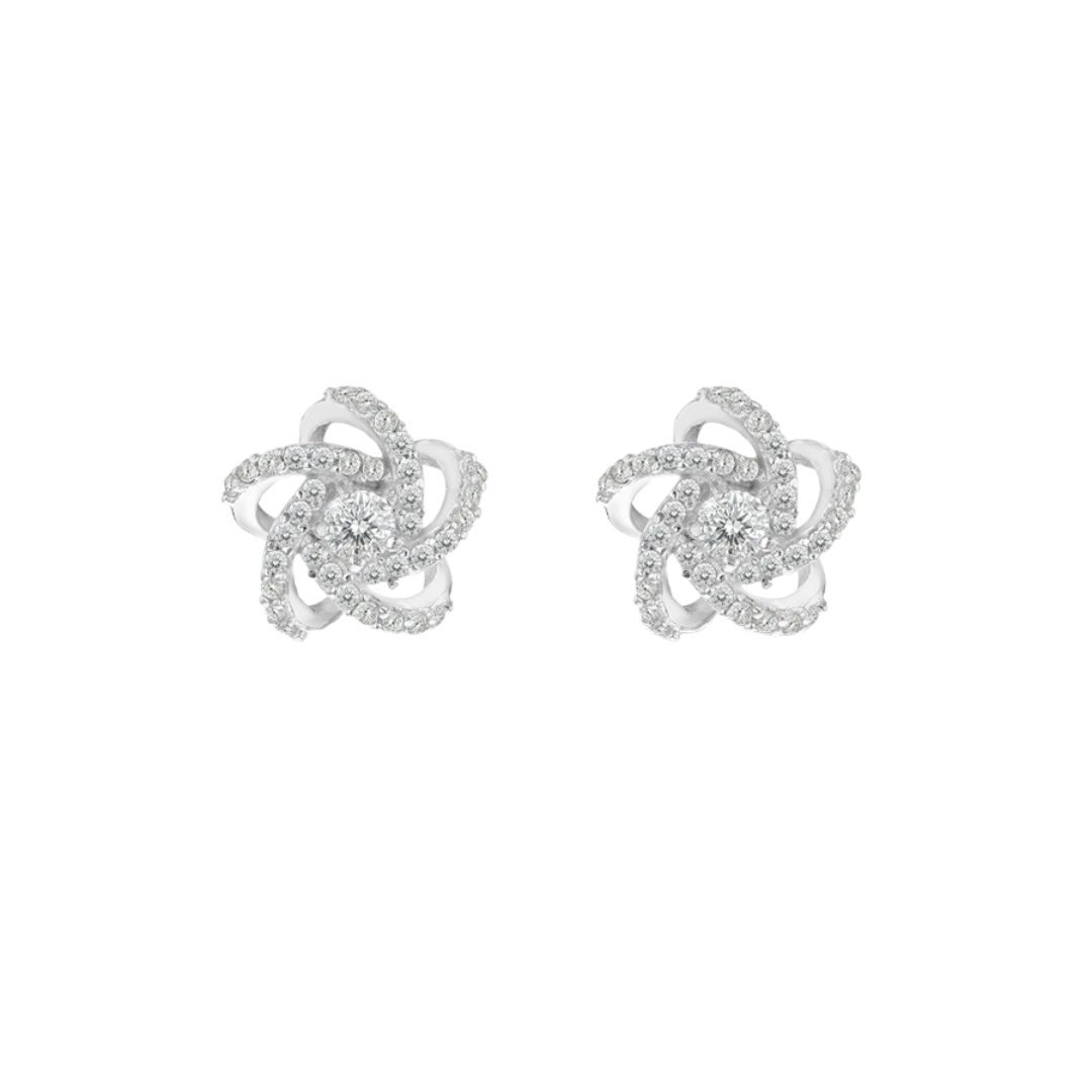 Silver CZ Swirl Stud Earrings