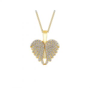 Gold Plated CZ Open Wing Heart Pendant