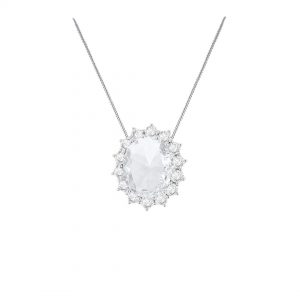 Sterling Silver CZ Oval Pendant