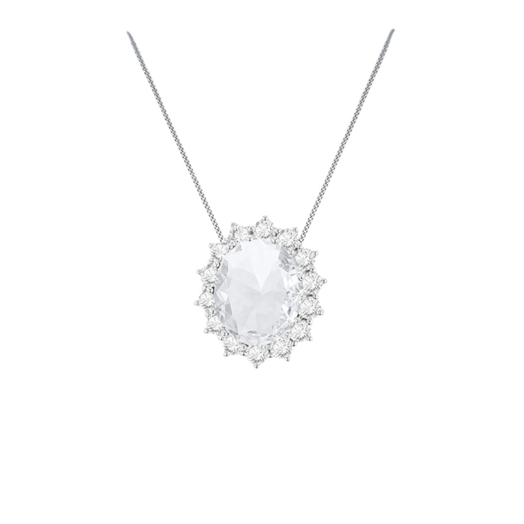 Sterling Silver CZ Oval Pendant