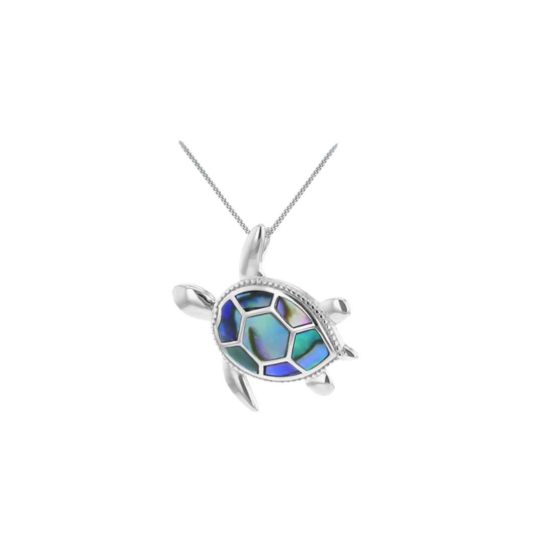 Sterling Silver Paua Shell Turtle Pendant
