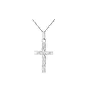 Sterling Silver Diamond Cut Crucifix Pendant