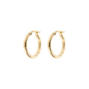 9k Small Cut Gold Hoop Earrings