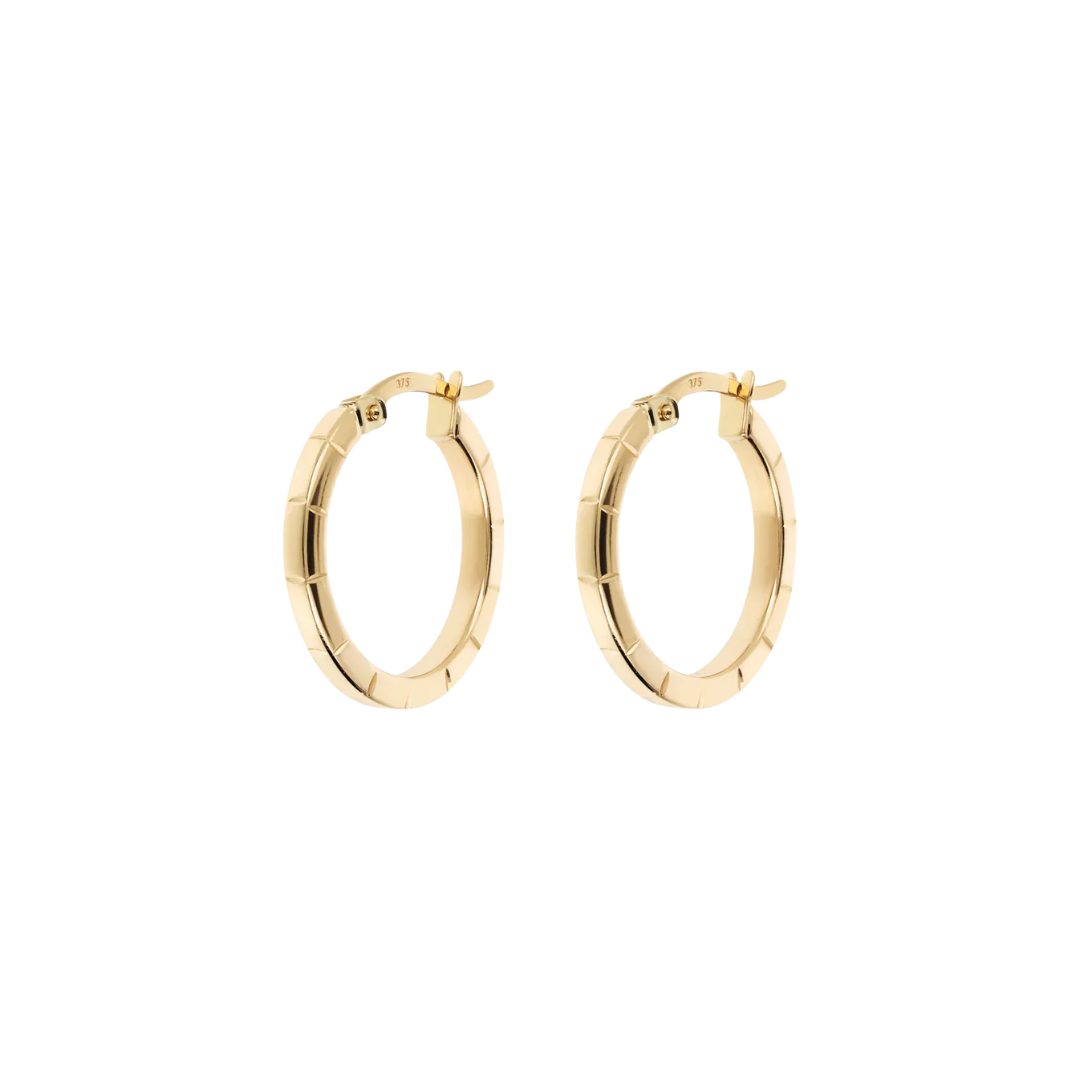 9k Small Cut Gold Hoop Earrings