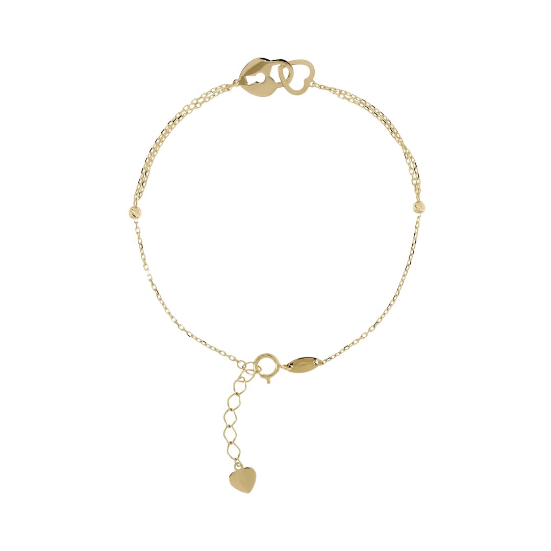 9k Gold Heart & Lock Bracelet