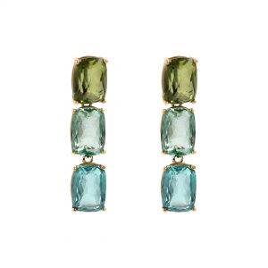 Bronzallure Green & Blue Gem Drop Earrings