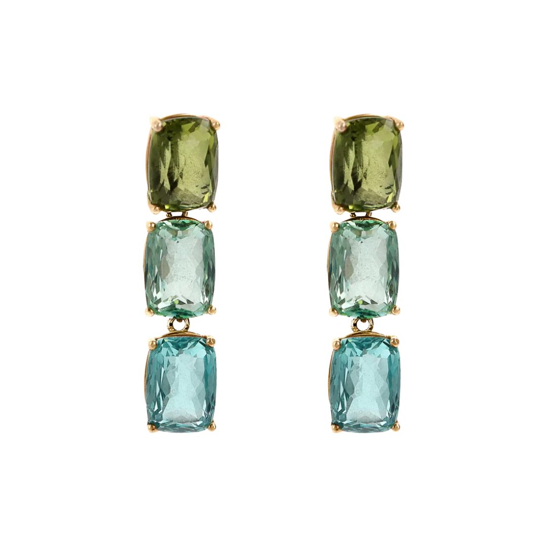 Bronzallure Green & Blue Gem Drop Earrings