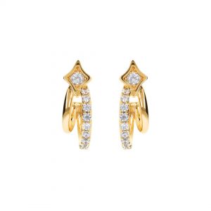 Bronzallure Double Étoile Golden CZ Earrings