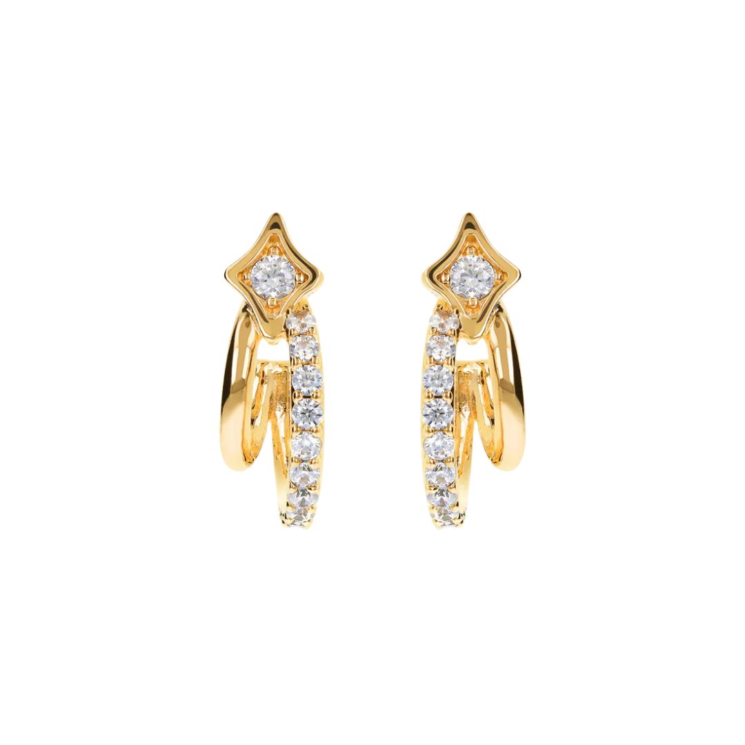 Bronzallure Double Étoile Golden CZ Earrings