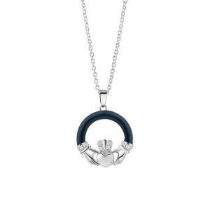 Newbridge Silver Plated Enamel Claddagh Pendant