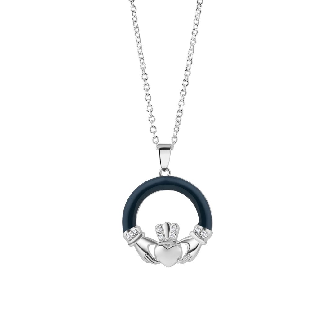 Newbridge Silver Plated Enamel Claddagh Pendant