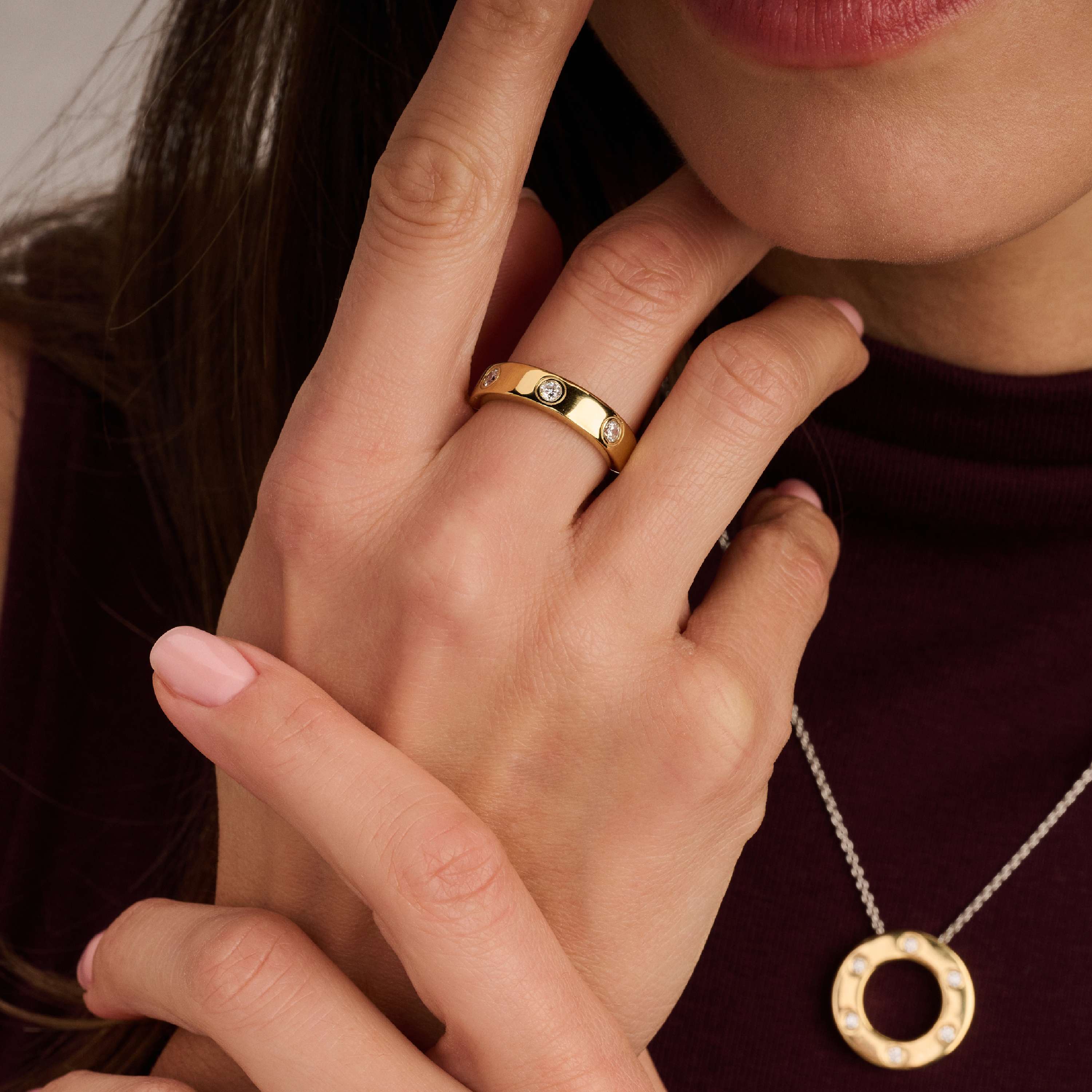 Ti Sento Two Toned Band With Stones - Image 3