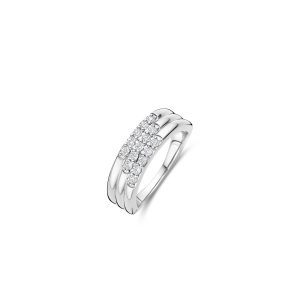 Ti Sento Silver Cubic Zirconia 3 Row Ring