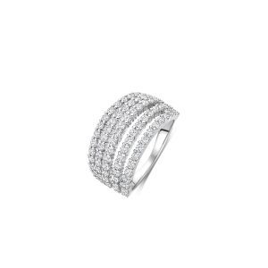 Ti Sento Silver 5 Row Cubic Zirconia Ring