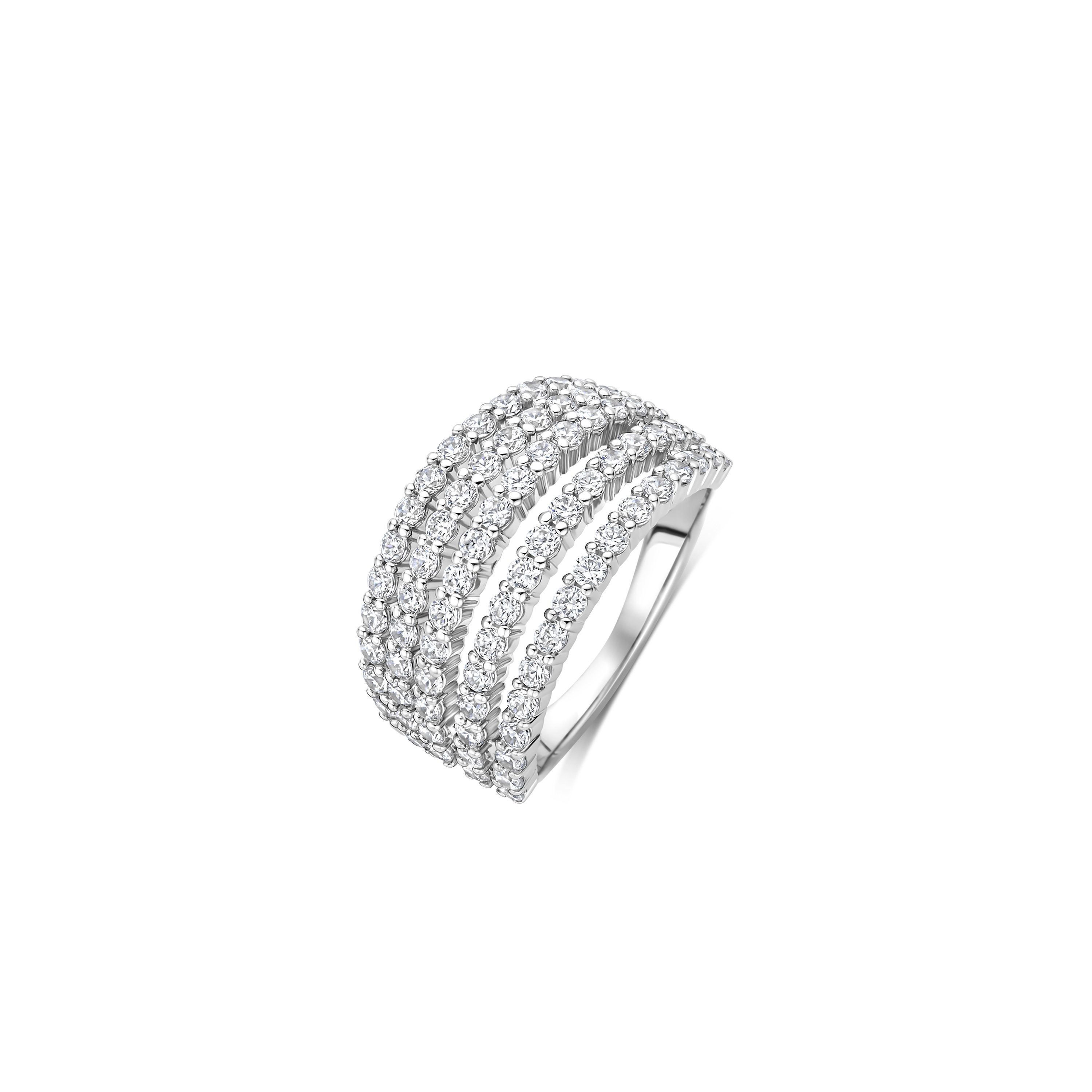 Ti Sento Silver 5 Row Cubic Zirconia Ring