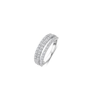 Ti Sento Silver 3 Row Cubic Zirconia Ring
