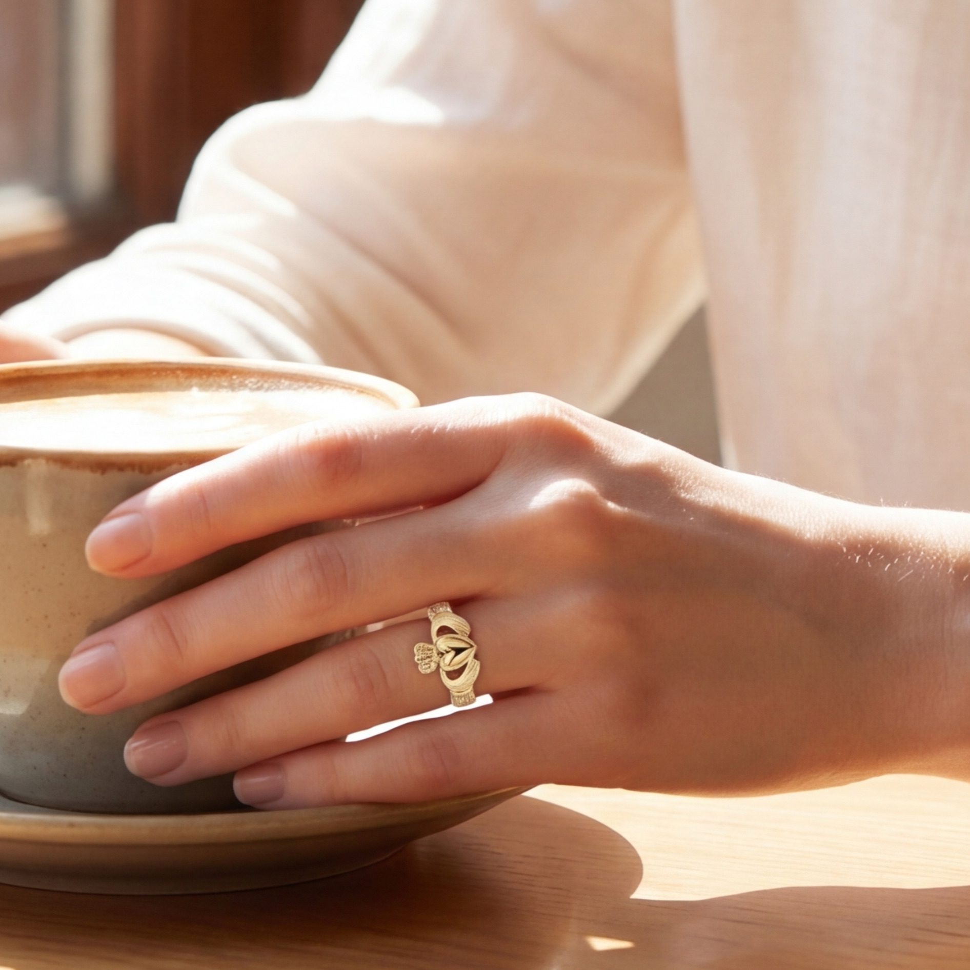 Fallers Ladies Medium Claddagh Ring in 14K Gold - Image 4