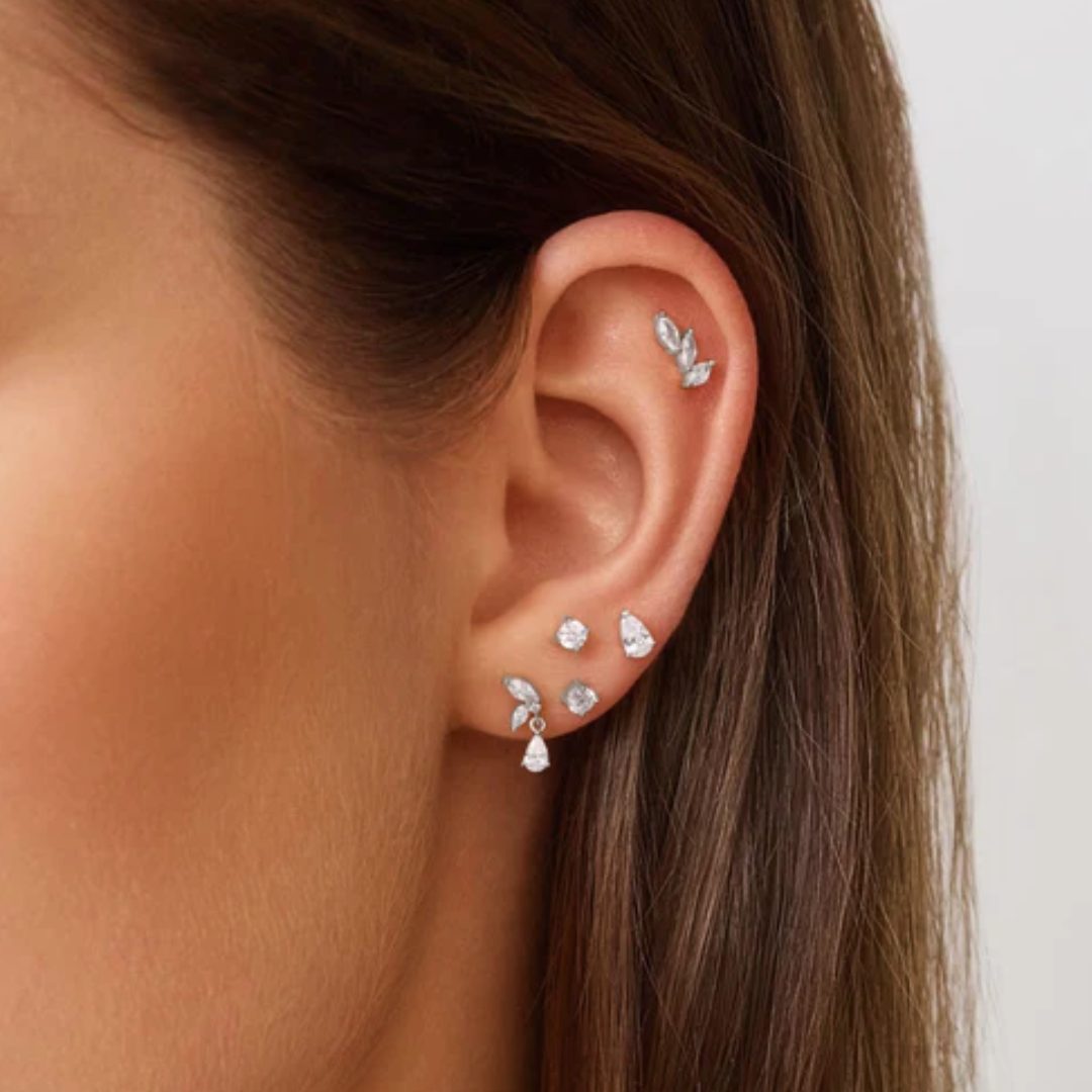 Ania Haie Silver Triple Marquise Barbell Single Earring - Image 3
