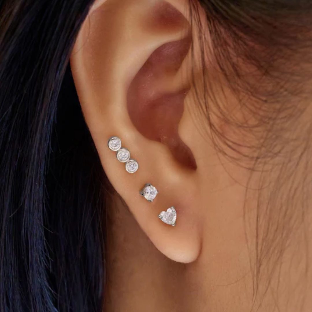 Ania Haie Silver Triple Bezel Barbell Earring - Image 3