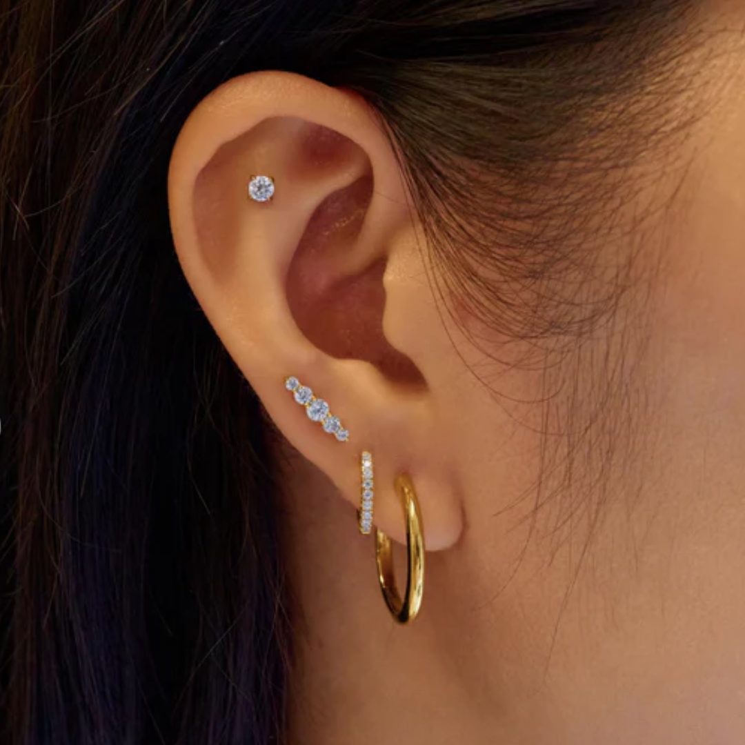 Ania Haie Gold Sparkle Round Barbell Single Earring - Image 3