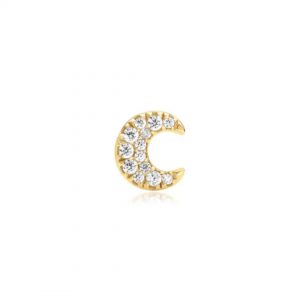 Ania Haie Gold Pavé Crescent Moon Barbell Earring