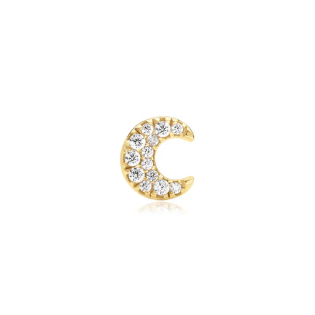 Ania Haie Gold Pavé Crescent Moon Barbell Earring