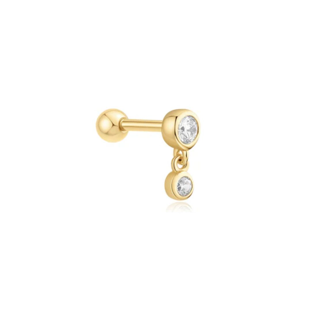 Ania Haie Gold Bezel Dangle Barbell Single Earring - Image 2