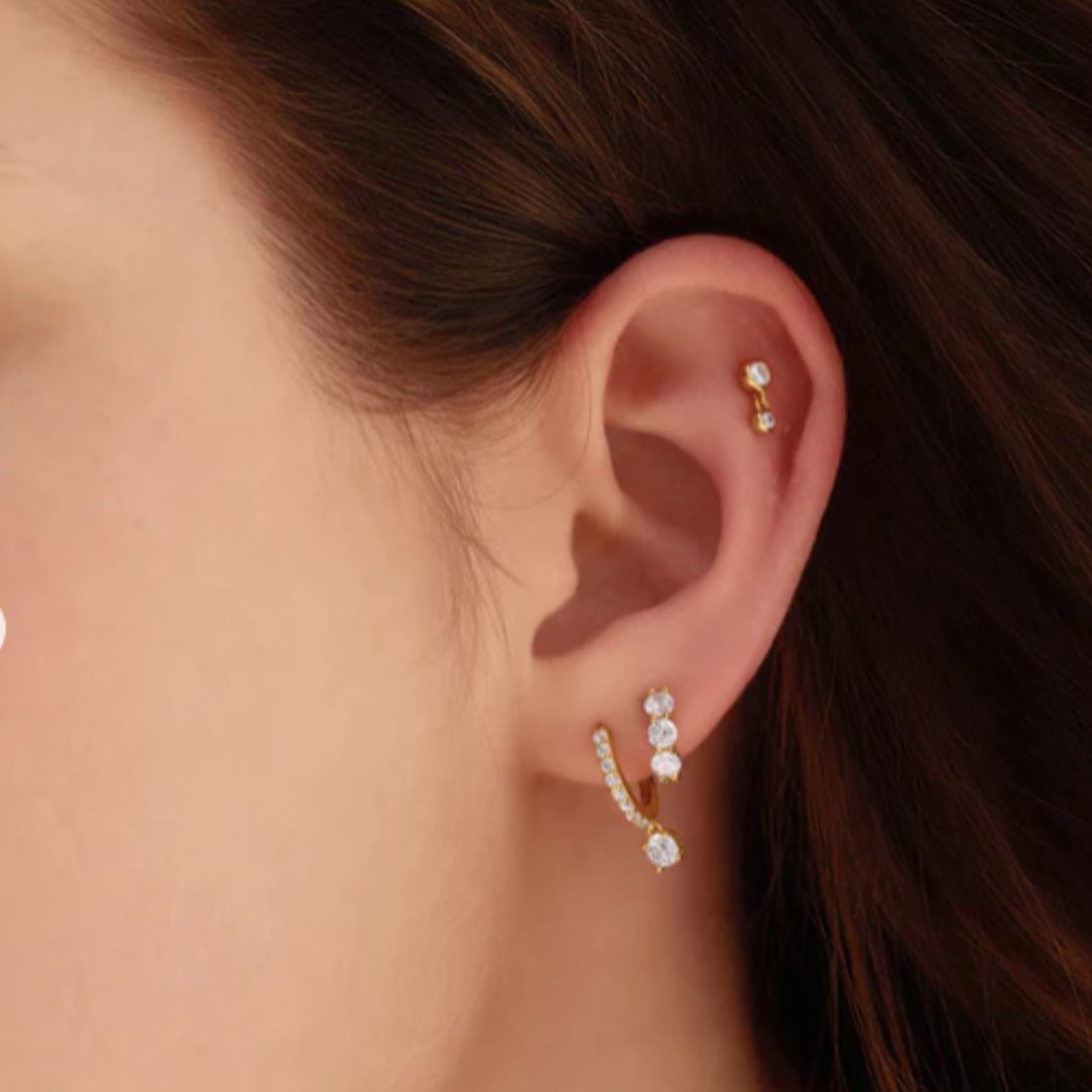 Ania Haie Gold Bezel Dangle Barbell Single Earring - Image 3