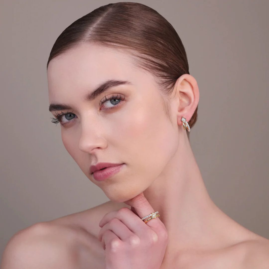 Bronzallure Double Étoile Golden CZ Earrings - Image 2
