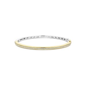 Ti Sento Gold Plated Cubic Zirconia Channel Set Bangle