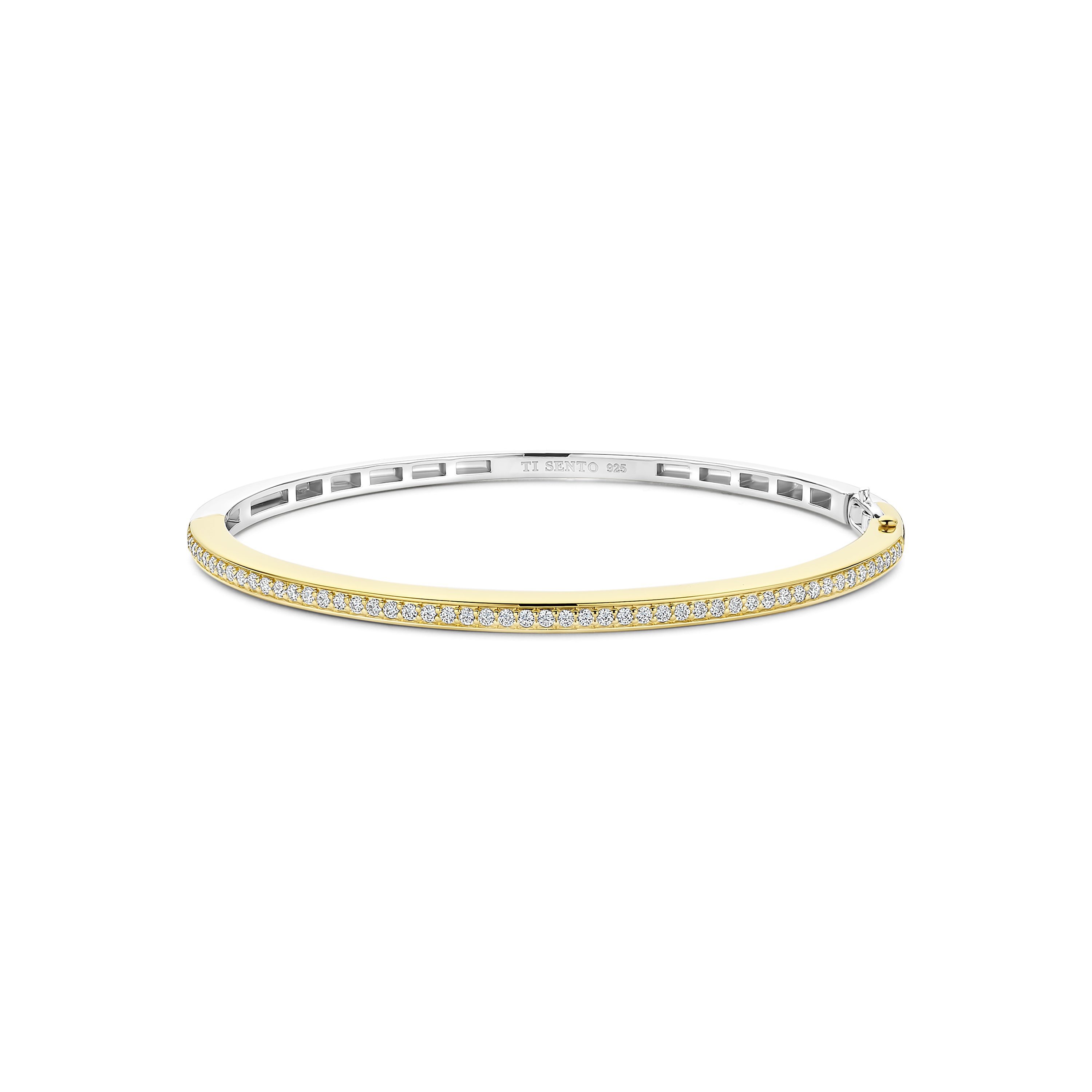 Ti Sento Gold Plated Cubic Zirconia Channel Set Bangle