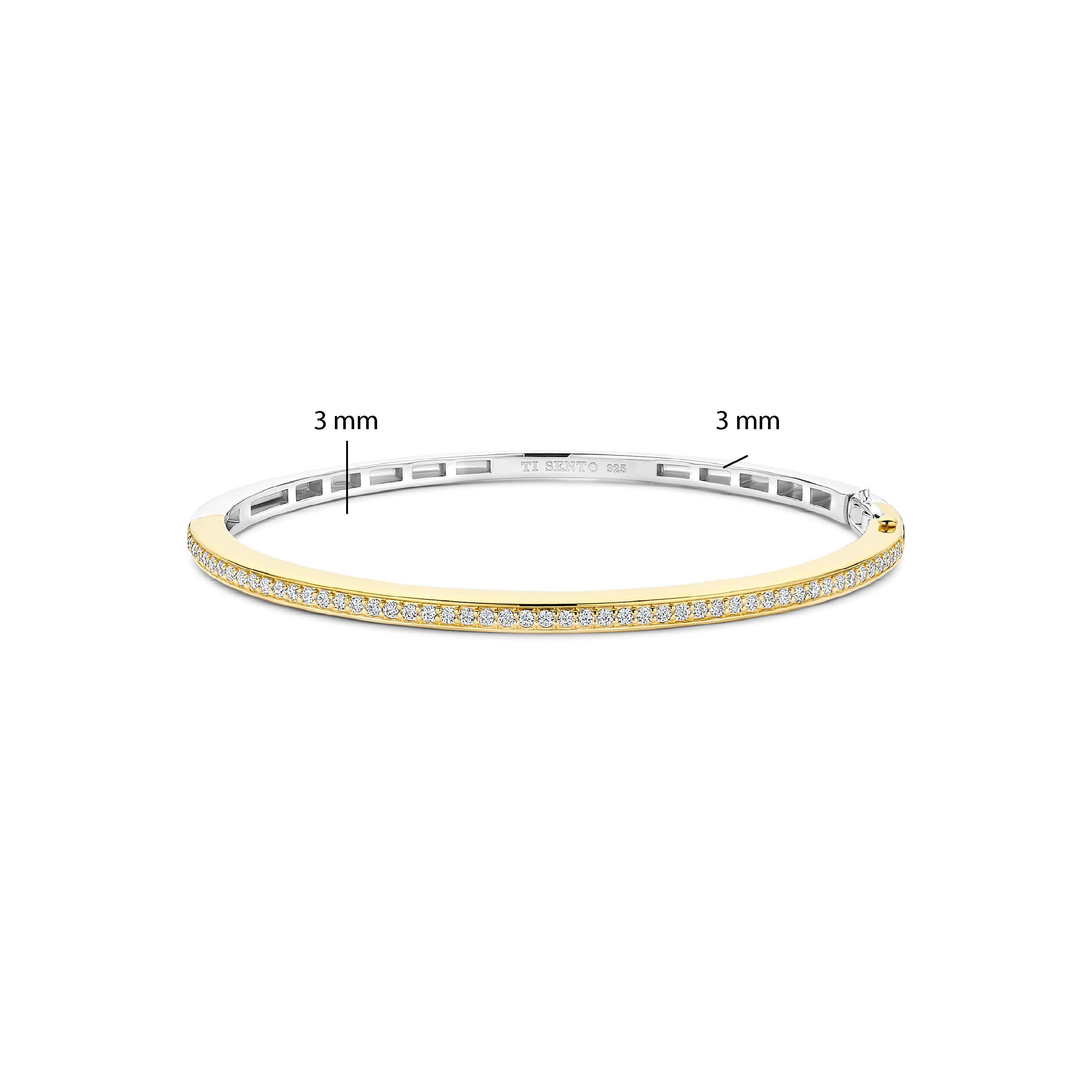 Ti Sento Gold Plated Cubic Zirconia Channel Set Bangle - Image 5