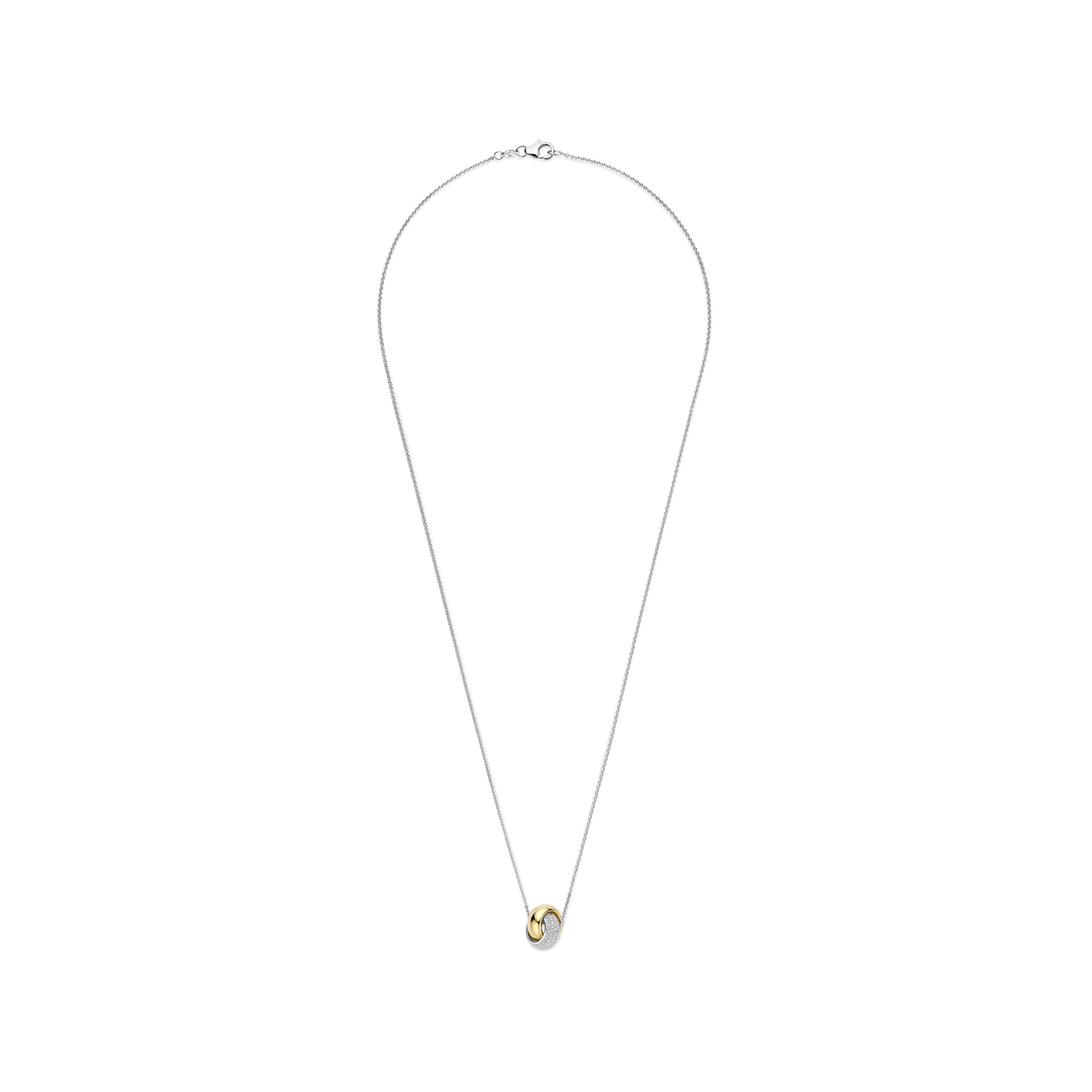 Ti Sento Two Toned Gilded Pave Double Ring Pendant - Image 3