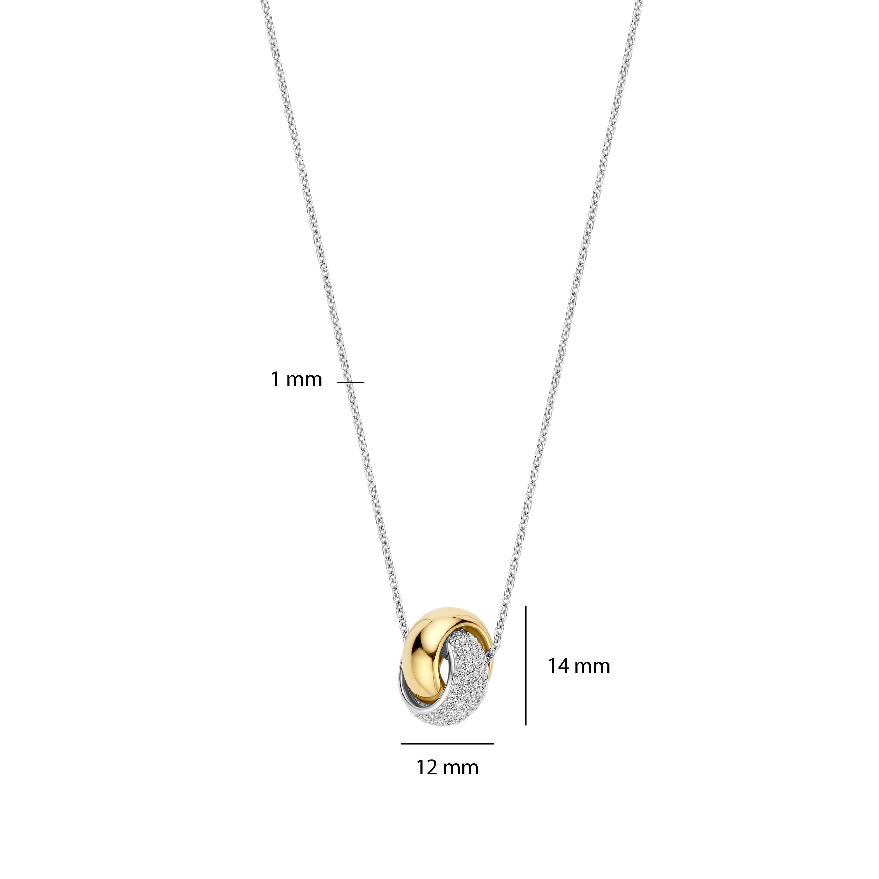 Ti Sento Two Toned Gilded Pave Double Ring Pendant - Image 4