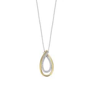 Ti Sento Two Tone Gilded Double Oval Pendant