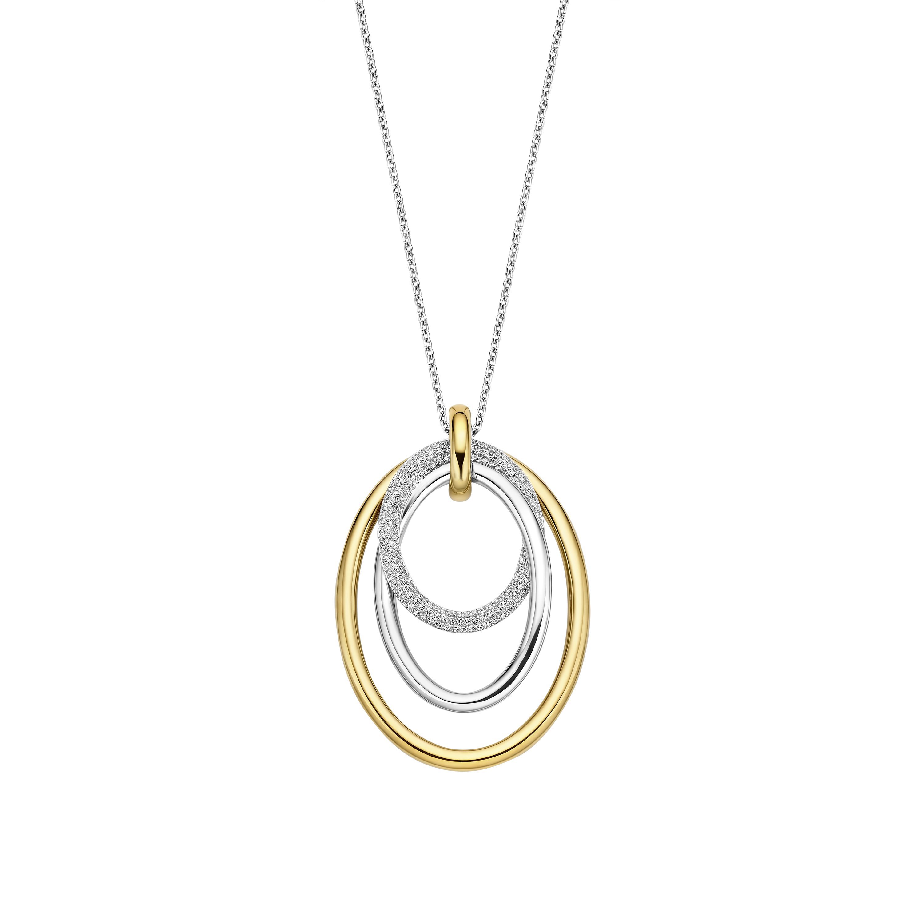 Ti Sento Two Tone Gilded Triple Oval Pendant