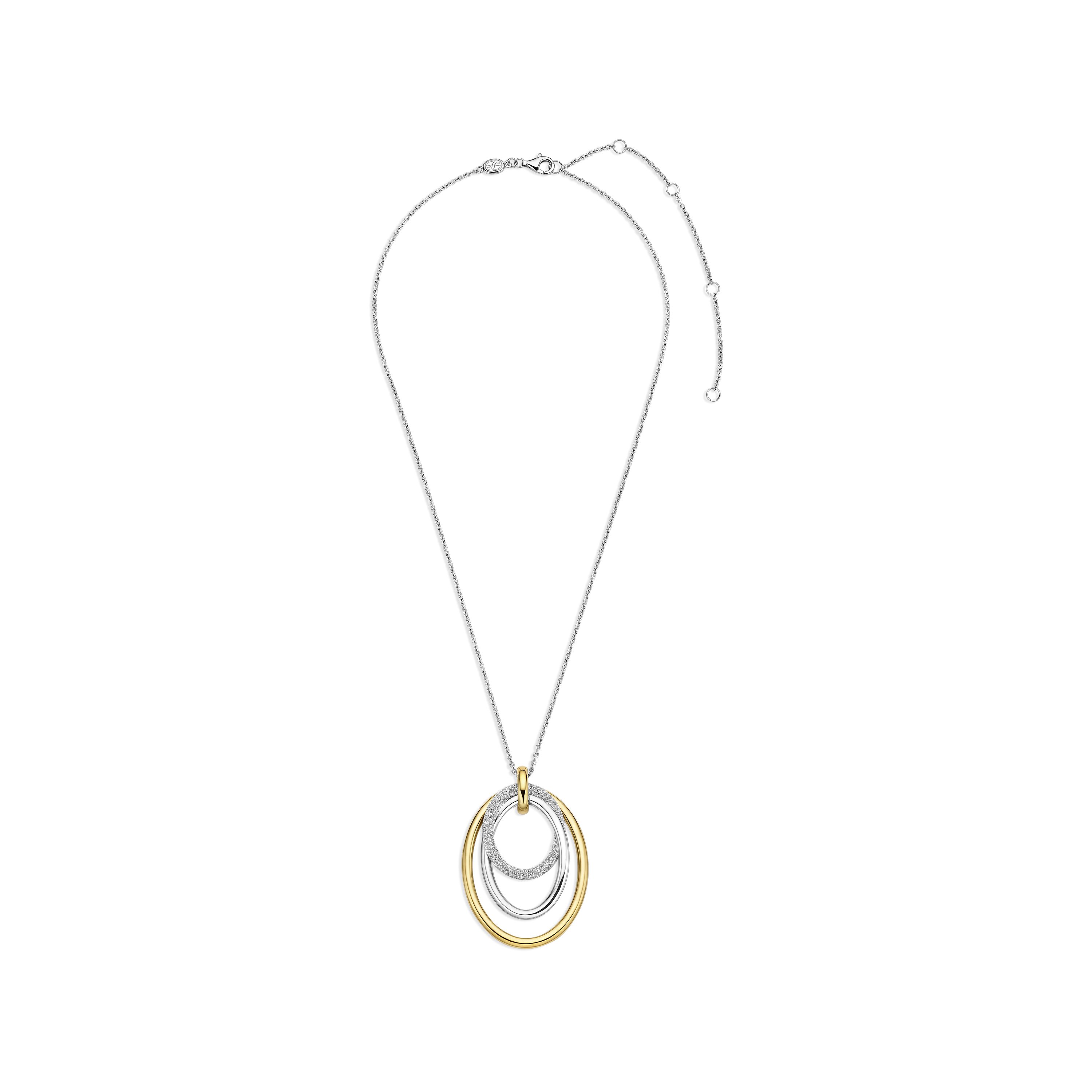 Ti Sento Two Tone Gilded Triple Oval Pendant - Image 4