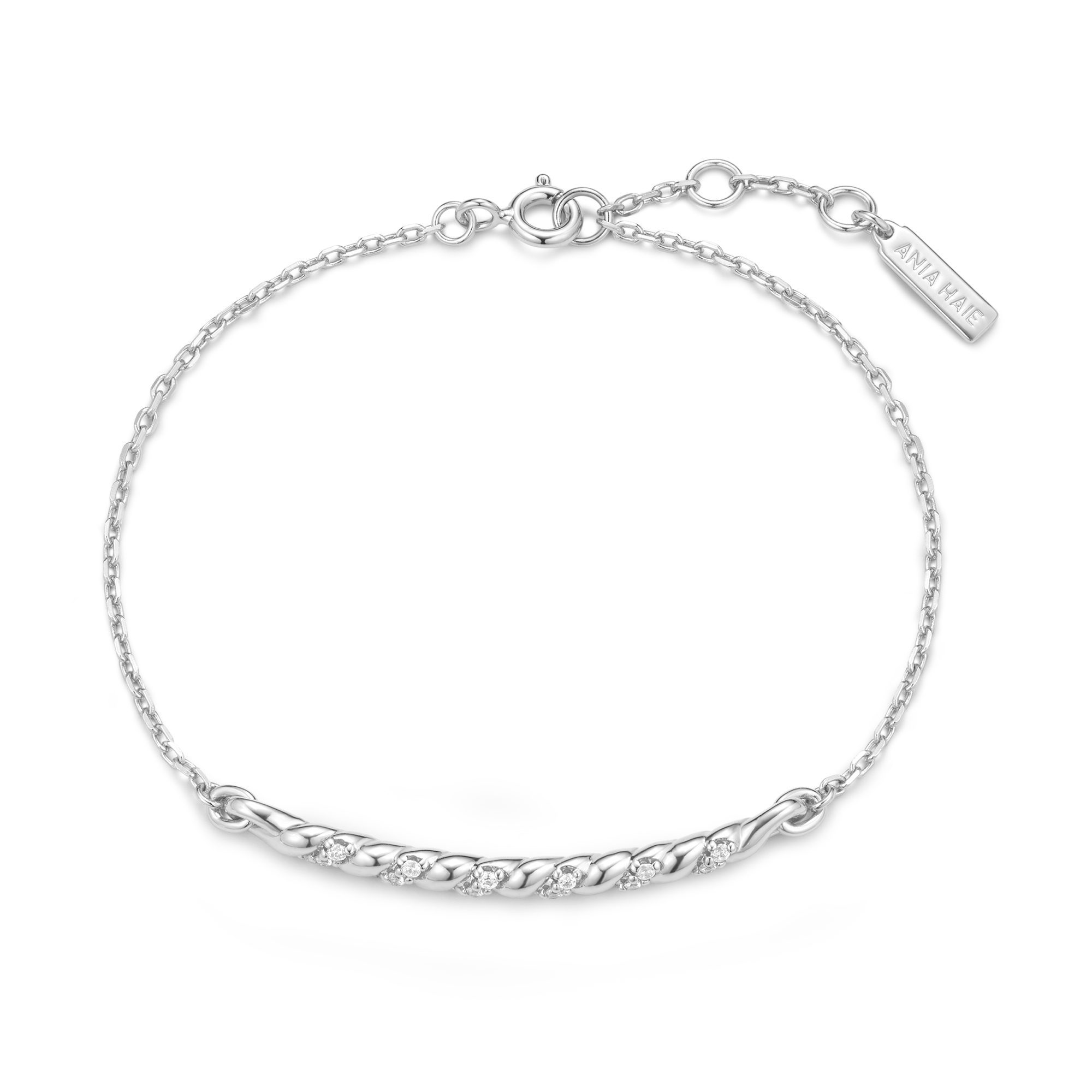 Ania Haie Silver Twisted Bar Bracelet - Image 2