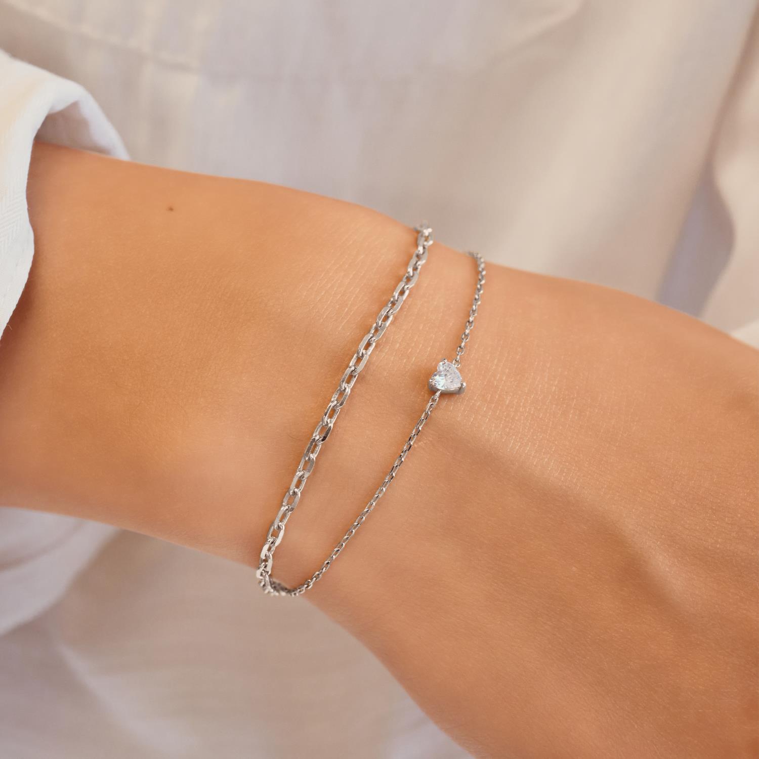 Ania Haie Silver Sparkle Heart Bracelet - Image 3