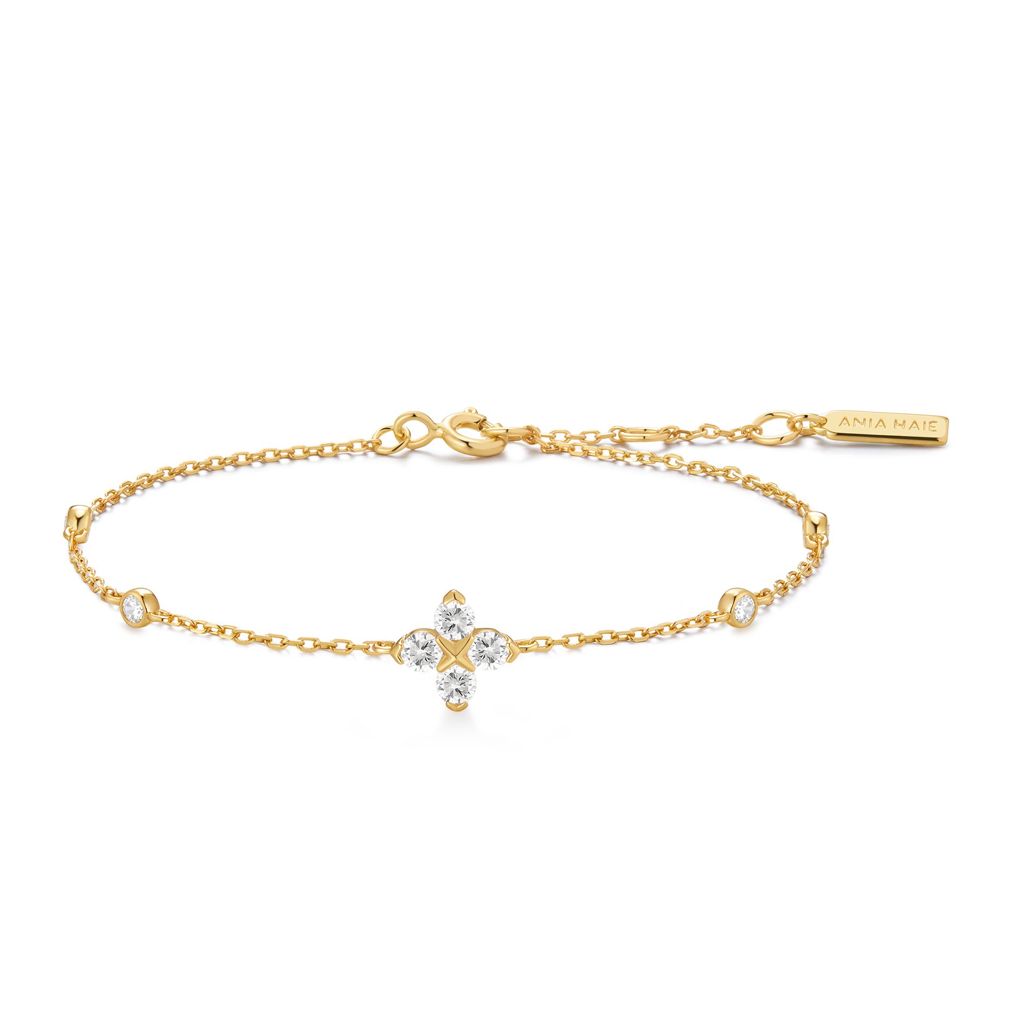 Ania Haie Gold Sparkling Lucky Clover Bracelet - Image 2