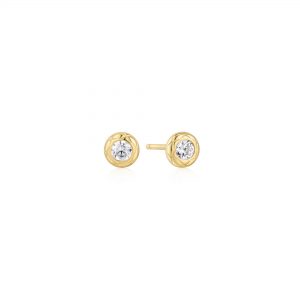 Ania Haie Gold Textured Bezel-Set Stud Earrings