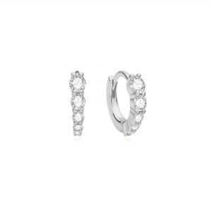Ania Haie Silver Graduated Sparkle Huggie Hoop Earrings