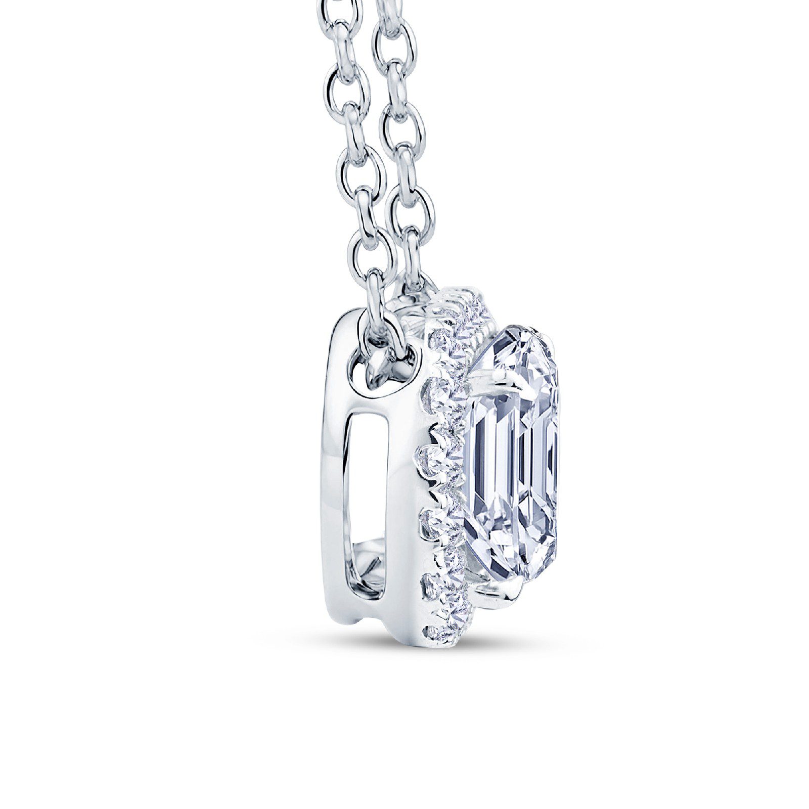 18K White Gold Lab Grown Diamond Cushion Cut Cluster Pendant 1.10ct - Image 3