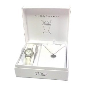 Telstar Communion Watch & Heart Necklace Gift Set