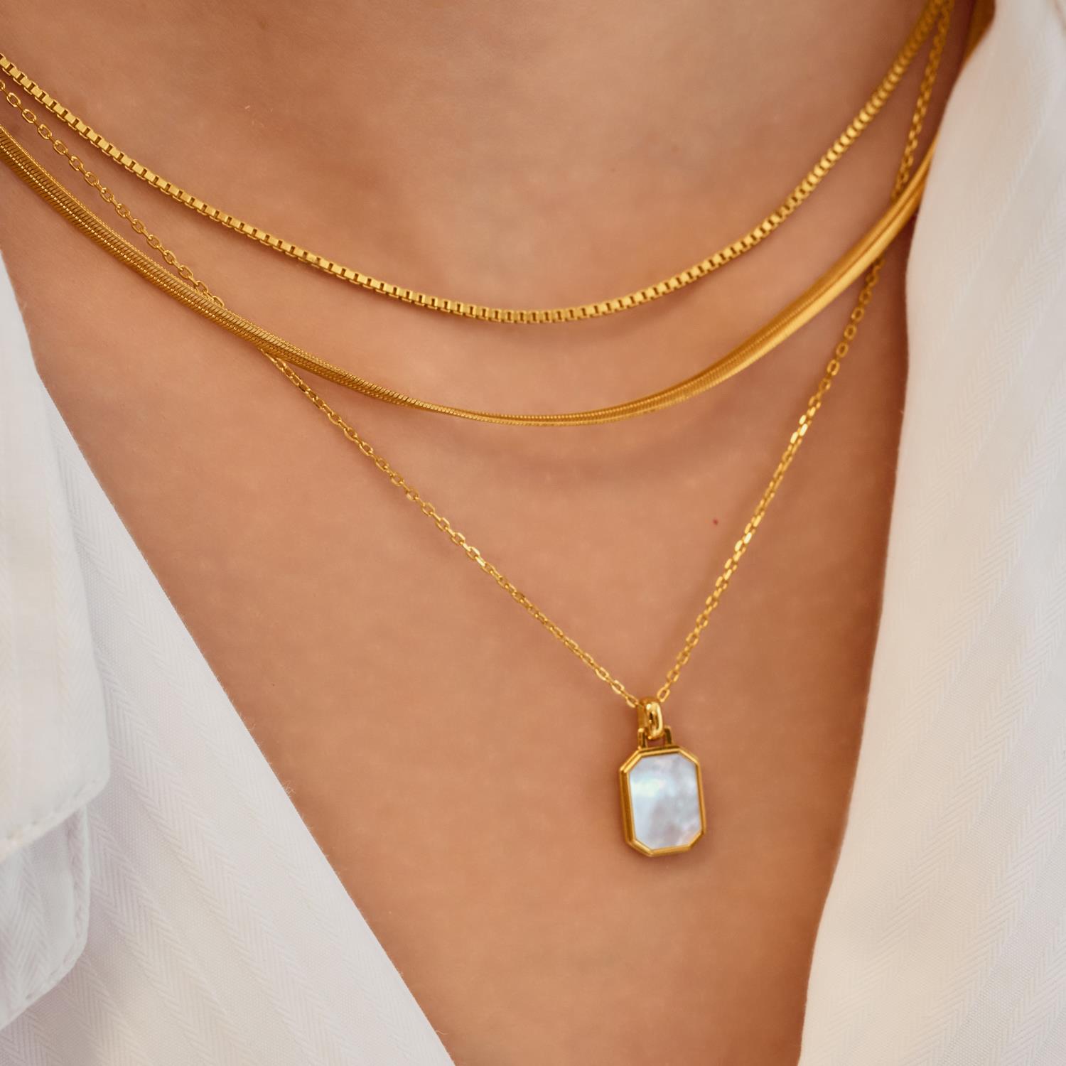 Ania Haie Gold Square Mother of Pearl Necklace - Image 2