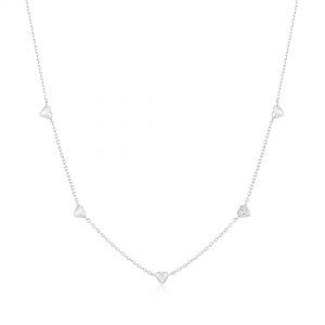 Ania Haie Silver Pavé Puffed Heart Station Necklace