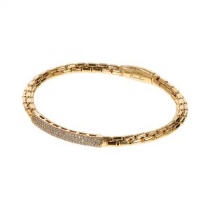 Bronzallure Gold Box Polished CZ Bangle