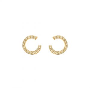 Bronzallure Golden Half-Circle CZ Stud Earrings